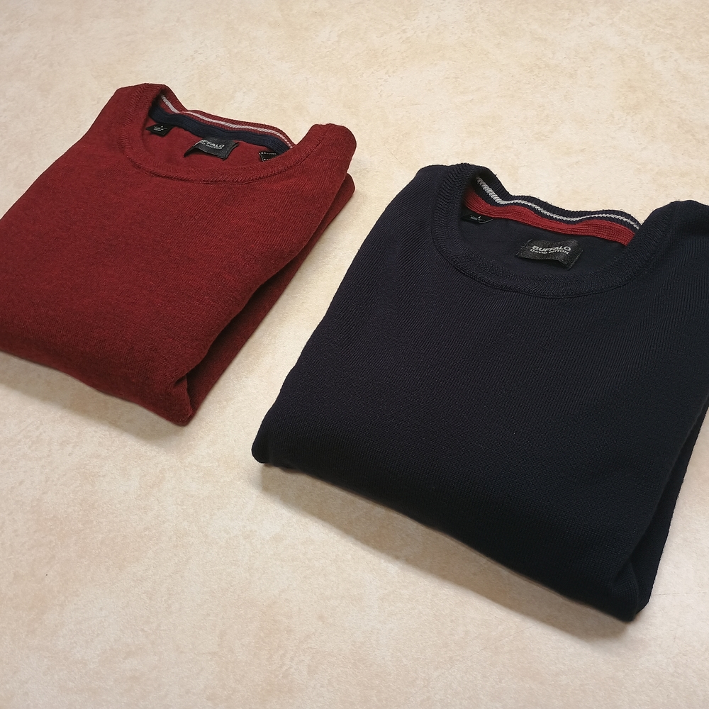 Buffalo David Bitton Red and Blue Crewneck Sweater